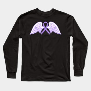 Purple Awareness Ribbon with Angel Wings 2 Long Sleeve T-Shirt
